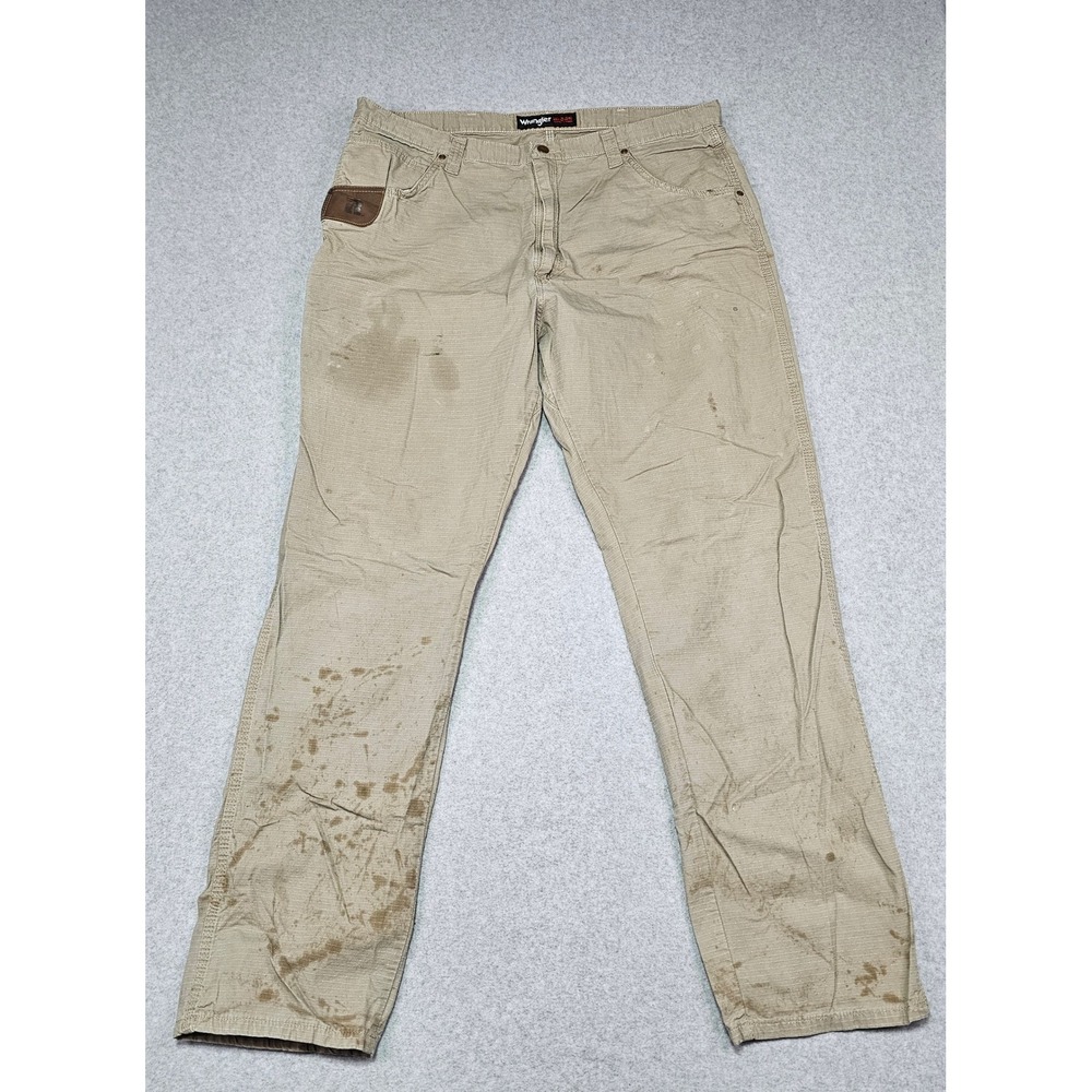Wrangler Riggs Workwear Pants Mens 40x36 Tan‎ Ripstop Utility Durable Work